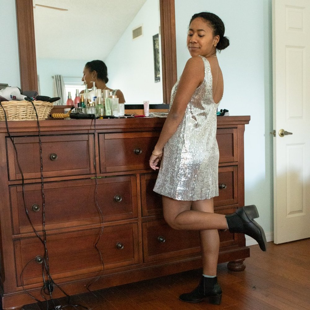 Free People Silver Sequined Sleeveless Dress